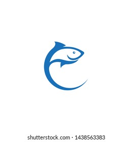 Fish icon Illustration logo template design
