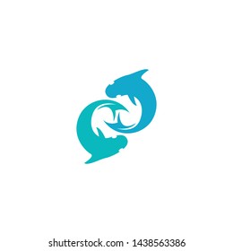 Fish icon Illustration logo template design