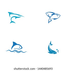 Fish icon illustration logo template design