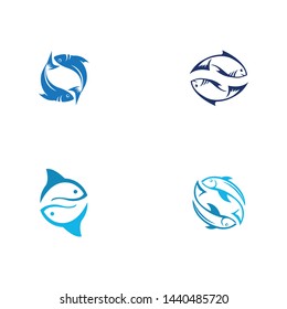 Fish icon illustration logo template design
