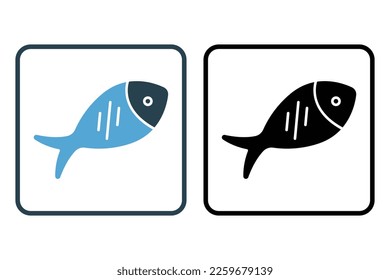 Fish icon illustration. Icon related to breakfast. Solid icon style. Simple vector design editable