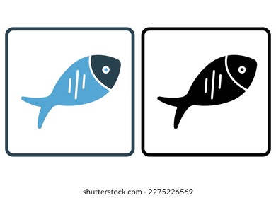 Fish icon illustration. icon related to seafood. Solid icon style. Simple vector design editable
