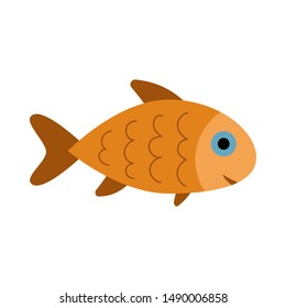 Fish icon isolated, aquarium fish silhouette illustration. Colorful cartoon flat aquarium fish icon for your design.