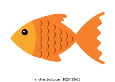 Fish icon isolated, aquarium fish silhouette illustration.