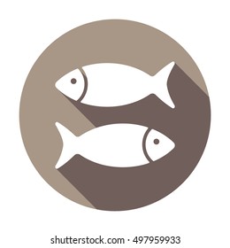 Fish    icon,  isolated. Flat  design.