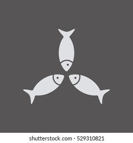 Fish Icon, isolated. Flat  design.