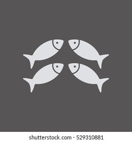 Fish Icon, isolated. Flat  design.