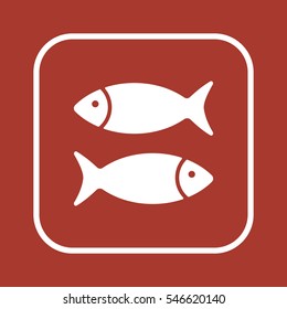 Fish Icon, isolated. Flat  design.
