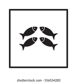 Fish Icon, isolated. Flat  design.