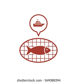 Fish Icon, isolated. Flat  design.