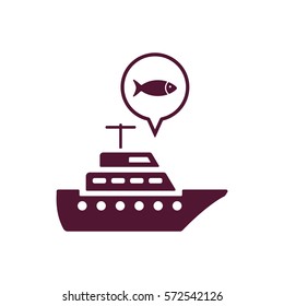 Fish Icon, isolated. Flat  design.