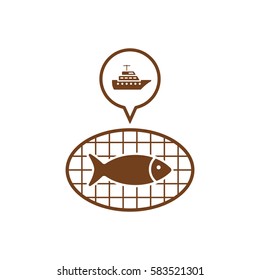 Fish Icon, isolated. Flat  design.