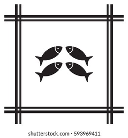 Fish Icon, isolated. Flat  design.