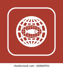 Fish Icon, isolated. Flat  design.