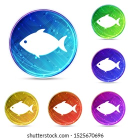 Fish icon isolated on digital abstract round buttons set illustration