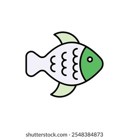 Icono de pescado aislado sobre un fondo blanco. Ilustración vectorial.
