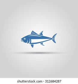 Fish icon isolated vector, bluefin fish icon, tuna icon, ocean fish icon