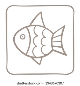 
Fish Icon in a light brown frame. Vector graphics.