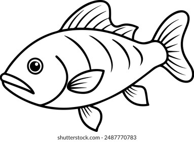 Fish icon Line art, Abstract fish in continuous line art drawing, t-shirt, website and App icon vector design 