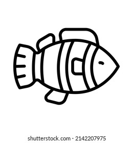 Fish Icon. Line Art Style Design Isolated On White Background