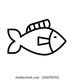 Fish Icon. Line Art Style Design Isolated On White Background