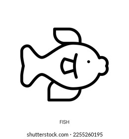 fish icon. Line Art Style Design Isolated On White Background