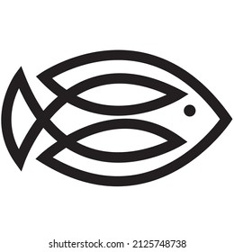 Fish icon, line art in vector format for logo or sign