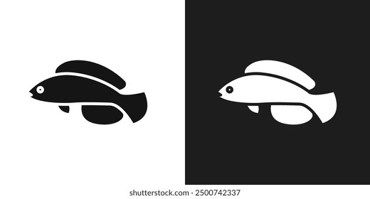 Fish icon line art vector