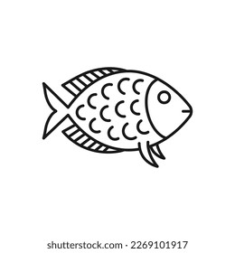 Fish icon line style isolated on white background. Vector illustration
