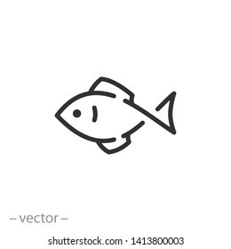 fish icon, line symbol on white background - editable stroke vector illustration eps10