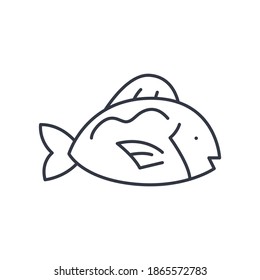 Fish icon, linear isolated illustration, thin line vector, web design sign, outline concept symbol with editable stroke on white background.