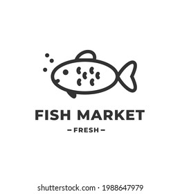 Fish icon or linear style pictogram isolated on white background. Vector sea food outline Symbol, logo for cafe or market.