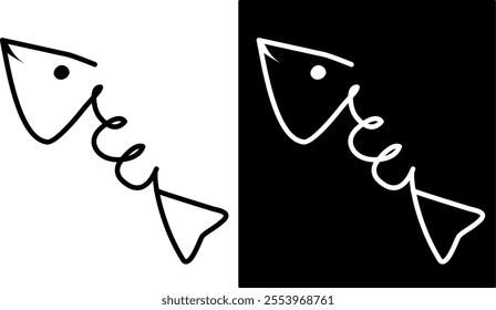 Fish icon lineart black and white