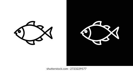 Concepto de logotipo de icono de pescado en trazos