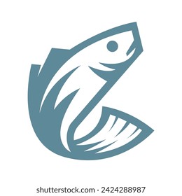 Fish icon logo design illustration