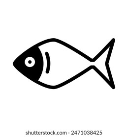 fish icon  or logo illustration outline  black filled style