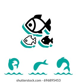 Fish icon or logo isolated. Simple black fish vector symbol
