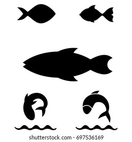 Fish icon or logo isolated. Simple black vector symbol