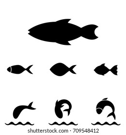 Fish icon or logo isolated. Simple black vector symbol