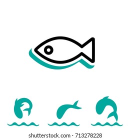Fish icon or logo isolated. Simple black fish vector symbol