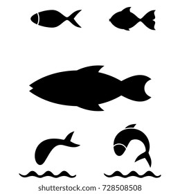 Fish icon or logo isolated. Simple black vector symbol