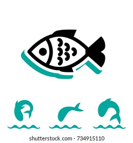 Fish icon or logo isolated. Simple black fish vector symbol