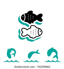 Fish icon or logo isolated. Simple black vector symbol