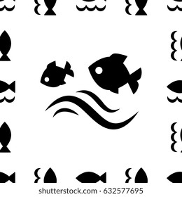 Fish icon or logo set isolated. Simple black fish symbols collection