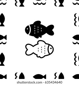 Fish icon or logo set isolated. Simple black fish symbols collection