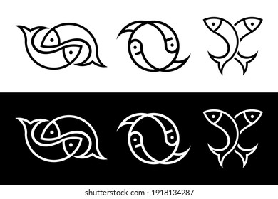 Diseño de la plantilla de conjunto de logotipos de iconos de peces