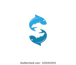 Fish icon logo template