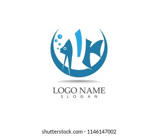 Fish icon logo vector illustration