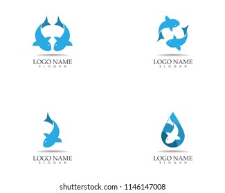 Fish icon logo vector illustration
