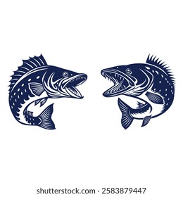 Fish Icon, Majestic Largemouth Bass Fish Clipart Illustration Vector Artwork for Fishing T-Shirt, Digital and Print Designs